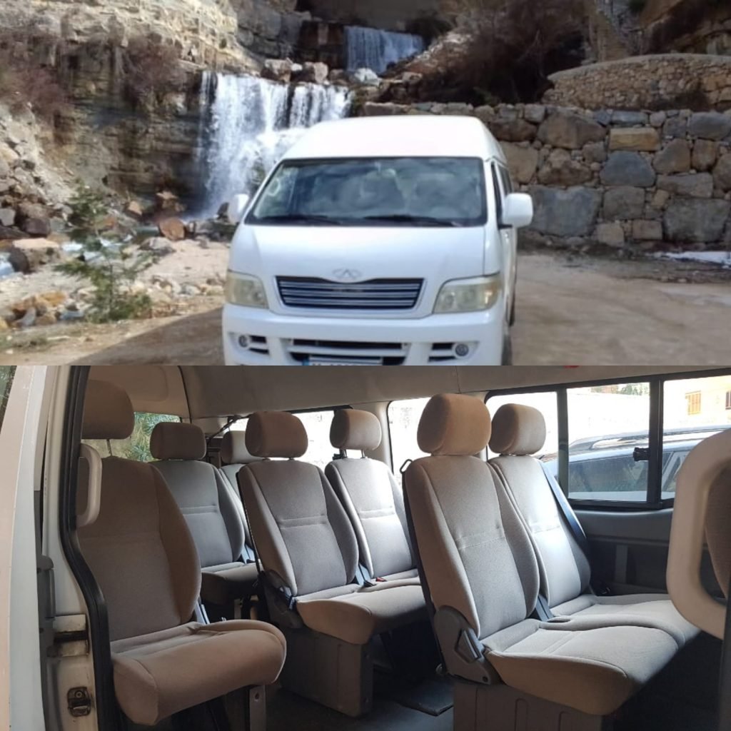 Exterior and interior of a white van that fits 11