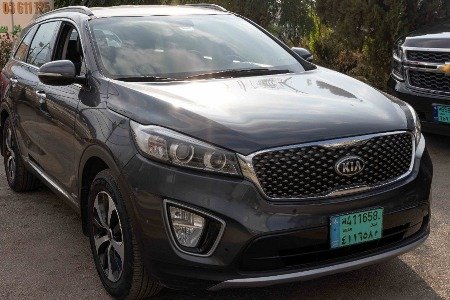 Kia 2024 parked next to green trees in parking lot